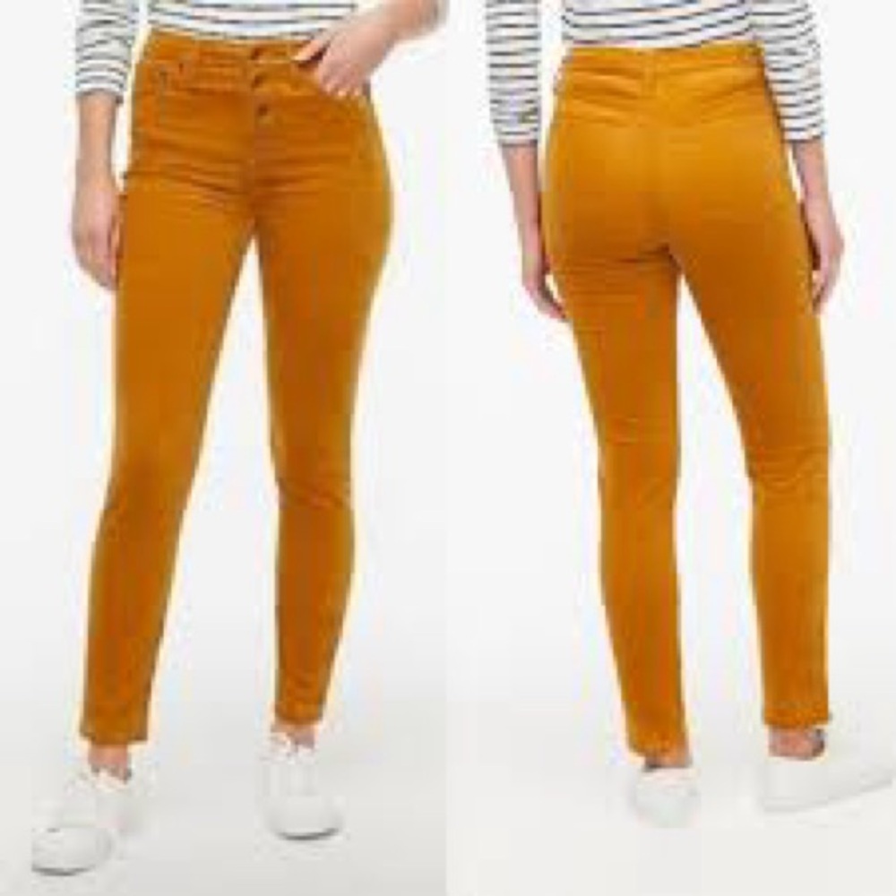J. Crew 9" High-Rise Skinny Corduroy Pants Mustard Yellow